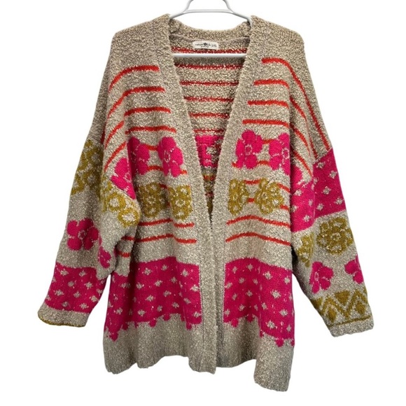 Natural Life Calla Jacquard Cardigan Sweater Chunky Knit Wool Blend SZ L / XL - Picture 10 of 10